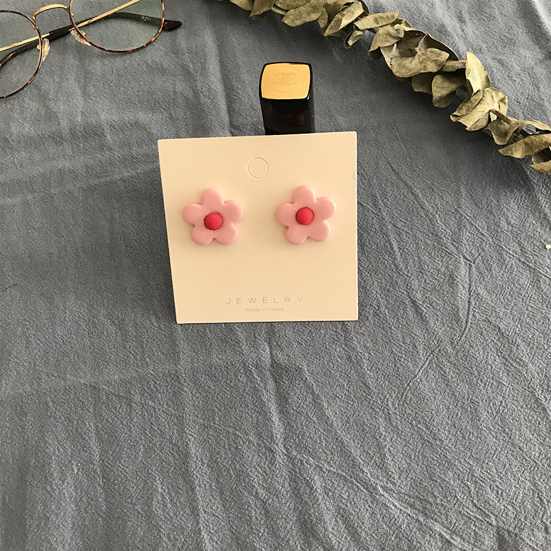 Pendientes de flores de colores estilo Hyuna S925 con red de aguja de plata de celebridad del mismo estilo