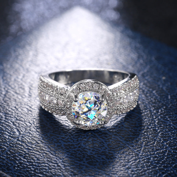 Classic Gypsophila inlaid with large zirconium diamond ring for couples engagement ring