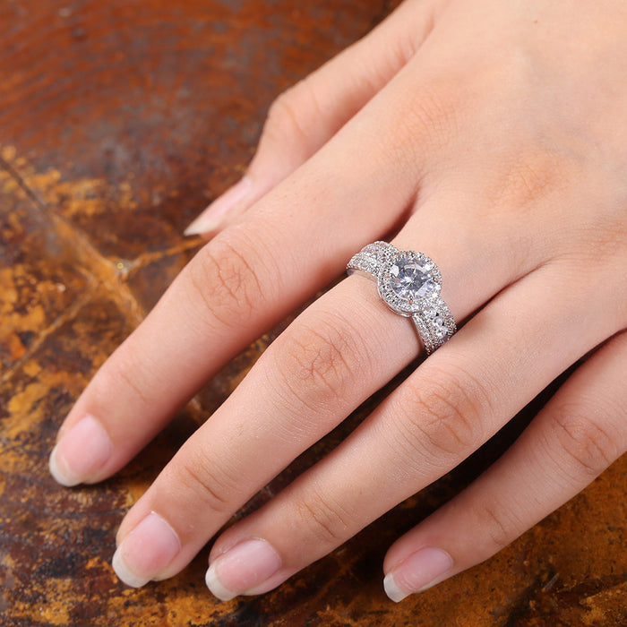 Classic Gypsophila inlaid with large zirconium diamond ring for couples engagement ring