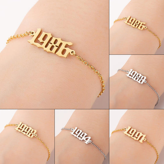 Birth year pendant bracelet, Japanese and Korean simple digital combination birthday gift wholesale