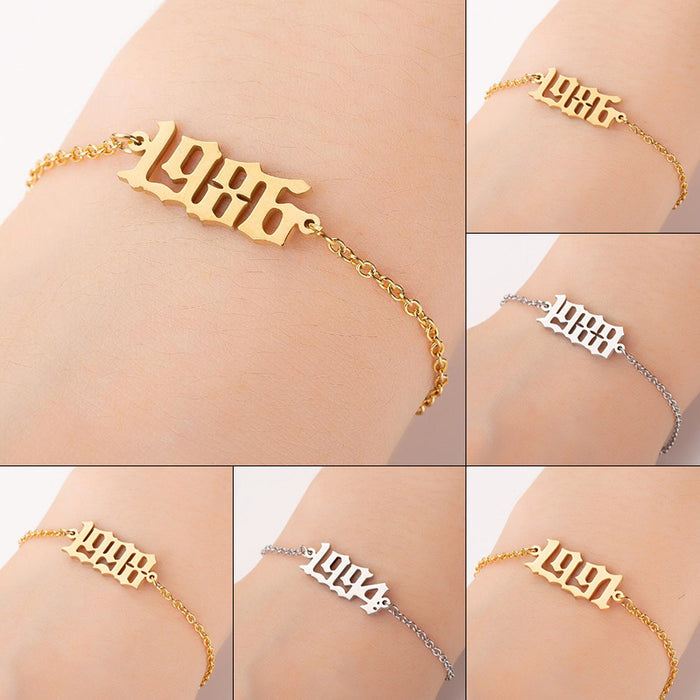 Birth year pendant bracelet, Japanese and Korean simple digital combination birthday gift wholesale