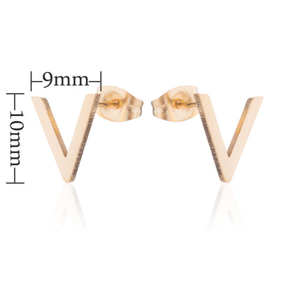 Letter V Geometric Stainless Steel Stud Earrings - Simple and Stylish Jewelry