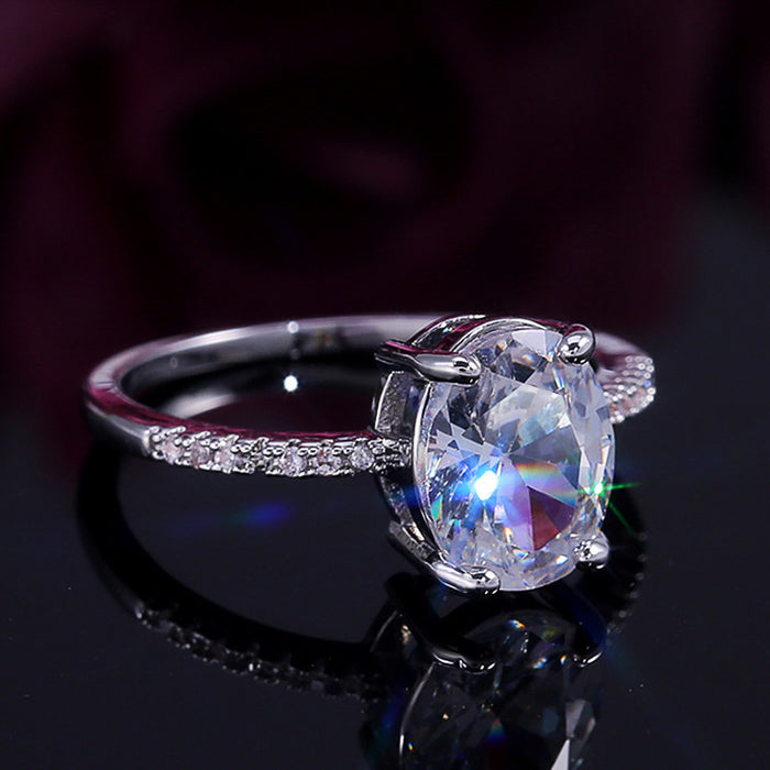 Anillo de circonita con flor de cristal y personalidad de temperamento de diamante completo