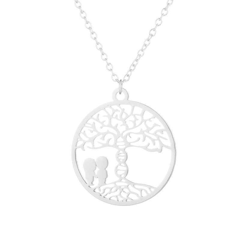 Round pendant necklace, ins women's hollow clavicle chain European and American simple accessories cross-border jewelry - wallojewerly 