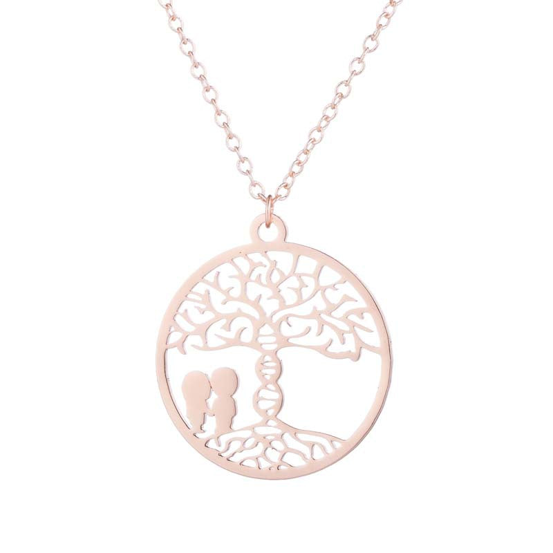 Round pendant necklace, ins women's hollow clavicle chain European and American simple accessories cross-border jewelry - wallojewerly 