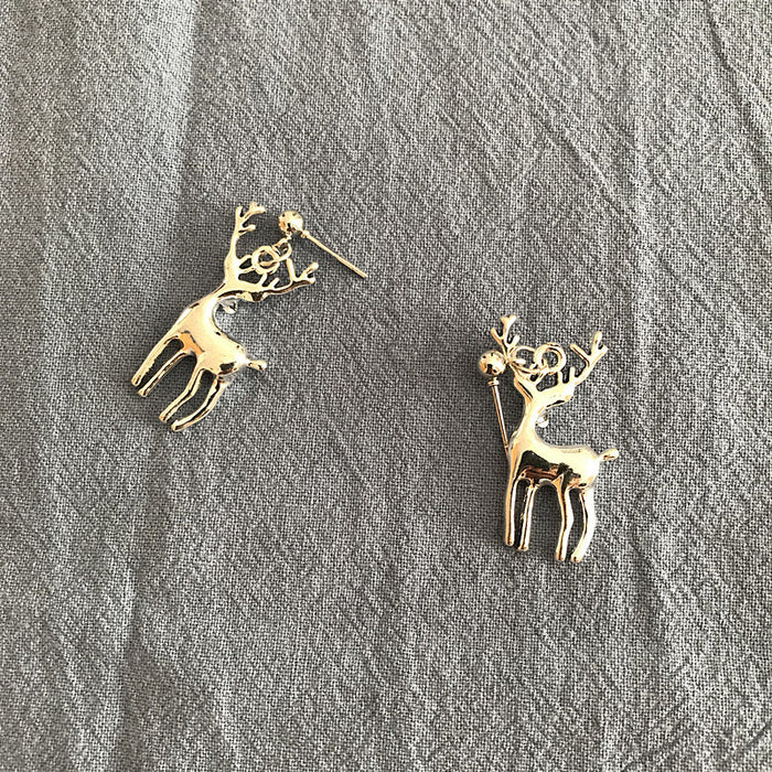 Wooden deer earrings retro simple earrings