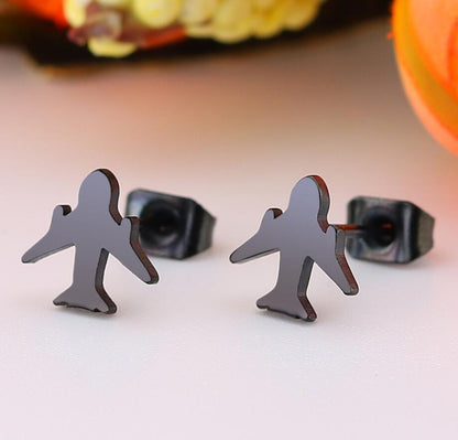 Airplane earrings, ladies' Korean style small fresh cute airplane-shaped earrings take you around the world mini accessories