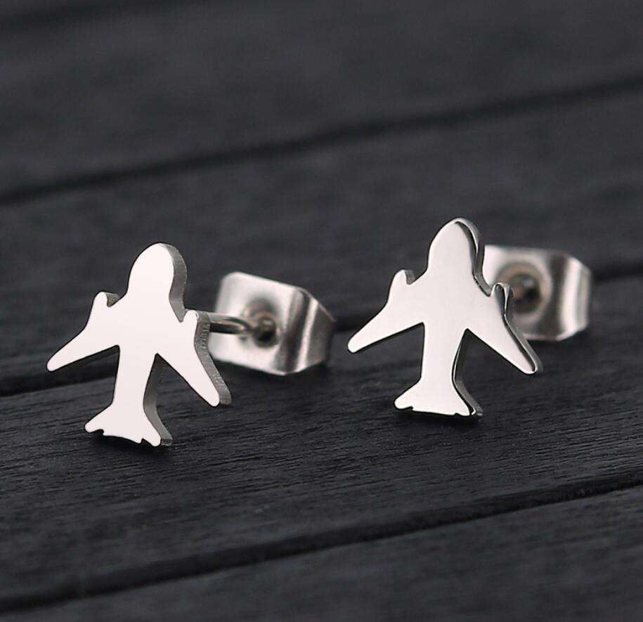 Airplane earrings, ladies' Korean style small fresh cute airplane-shaped earrings take you around the world mini accessories