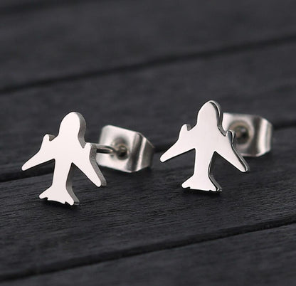 Airplane earrings, ladies' Korean style small fresh cute airplane-shaped earrings take you around the world mini accessories