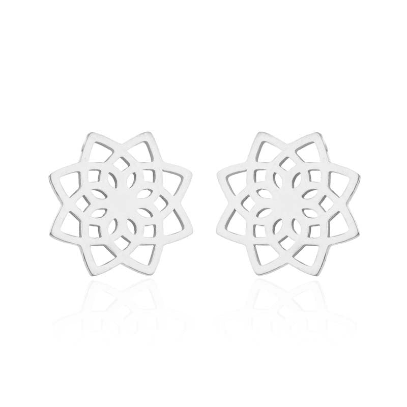 Snow Lotus Flower Hollow Stud Earrings - Fresh and Simple Floral Jewelry