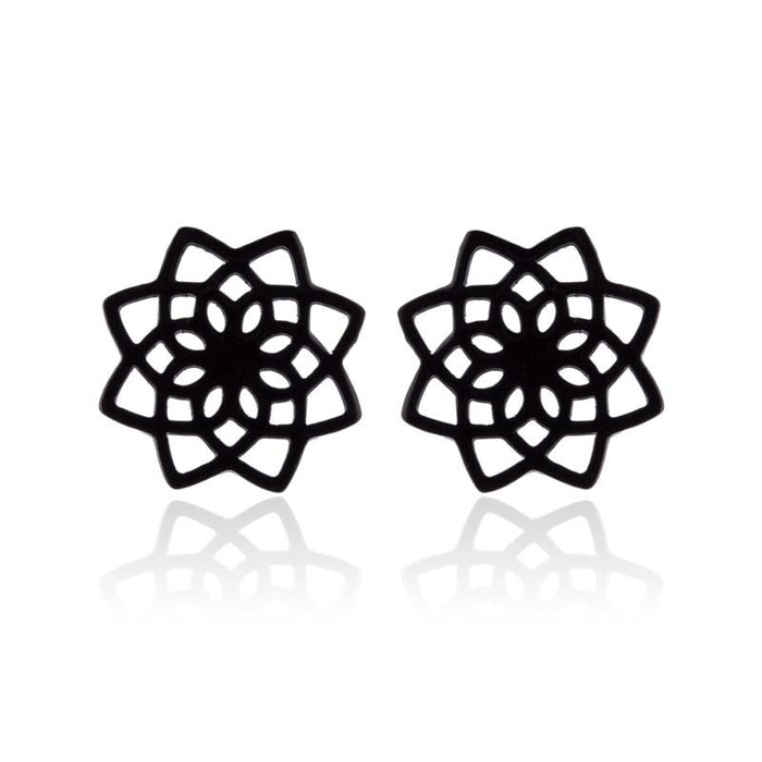 Snow Lotus Flower Hollow Stud Earrings - Fresh and Simple Floral Jewelry