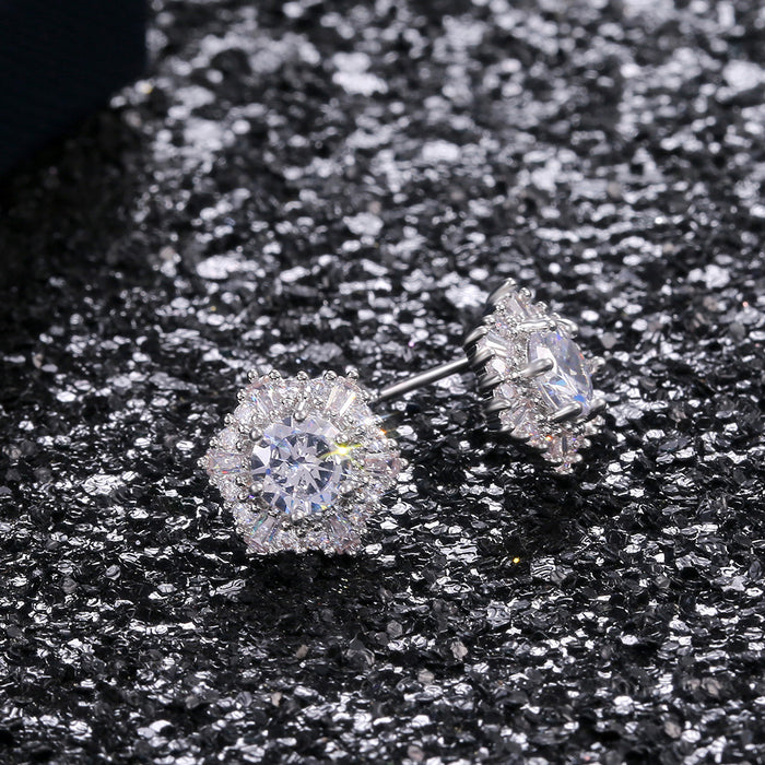 Luxury crystal white zircon earrings