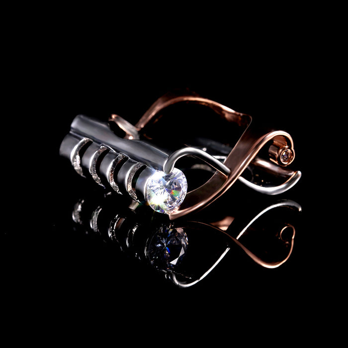 Anillo de circonita elegante y de moda con galvanoplastia de cobre