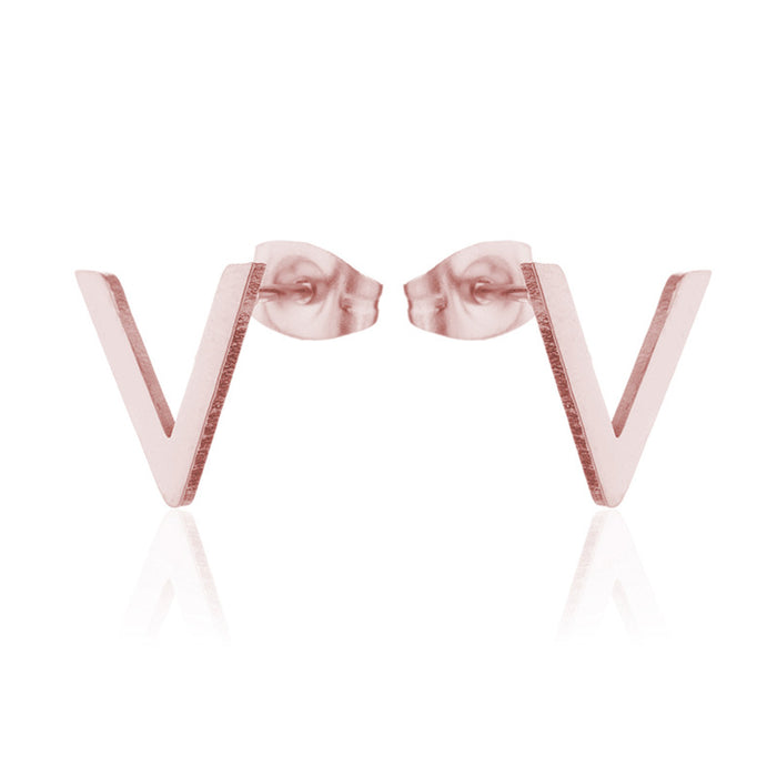 Letter V Geometric Stainless Steel Stud Earrings - Simple and Stylish Jewelry