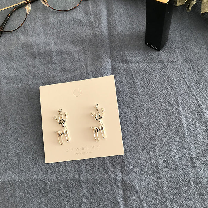 Wooden deer earrings retro simple earrings