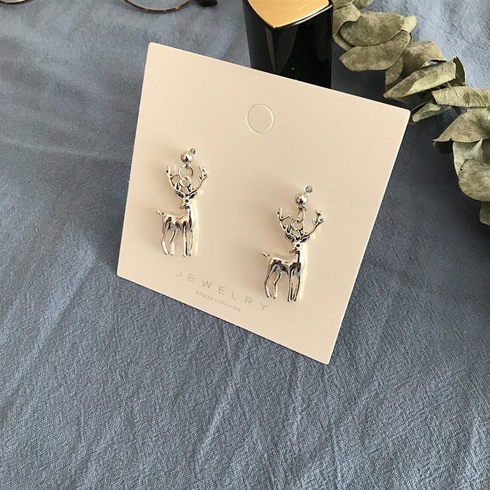 Wooden deer earrings retro simple earrings