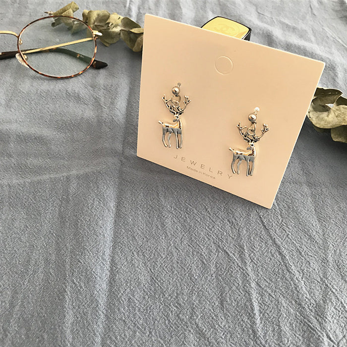 Wooden deer earrings retro simple earrings