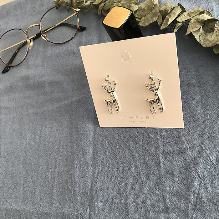 Wooden deer earrings retro simple earrings