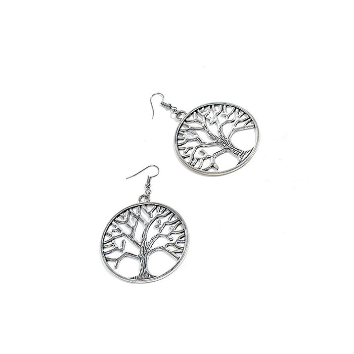 Big Circle Tree of Life Earrings Retro Fashion Earrings No Piercing Ear Clips