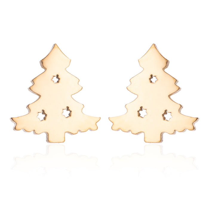 Christmas Tree Stainless Steel Stud Earrings - Simple and Stylish Holiday Jewelry