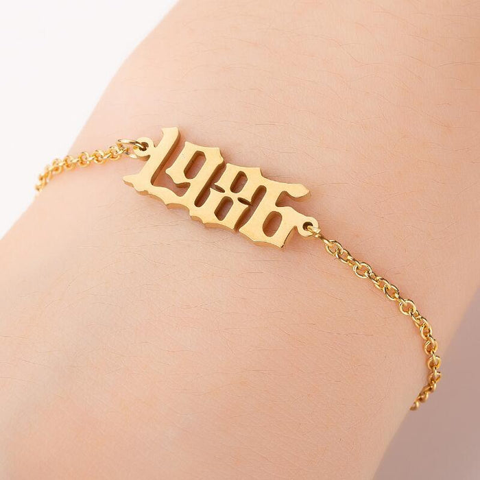 Birth year pendant bracelet, Japanese and Korean simple digital combination birthday gift wholesale