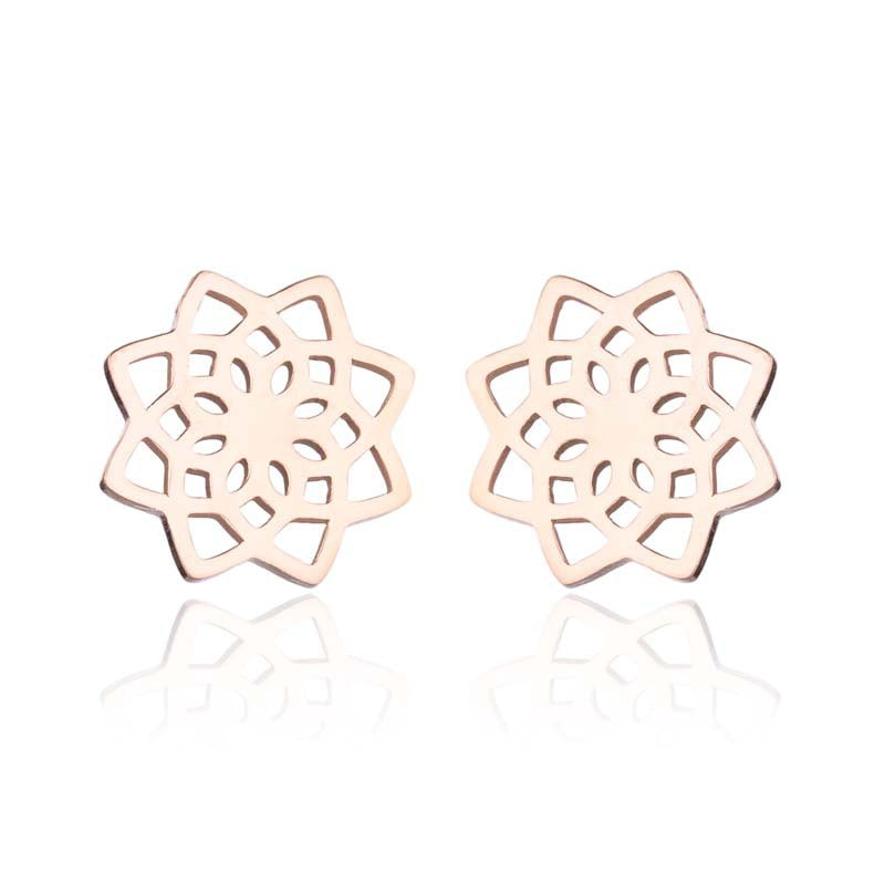 Snow Lotus Flower Hollow Stud Earrings - Fresh and Simple Floral Jewelry