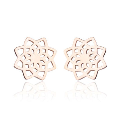 Snow Lotus Flower Hollow Stud Earrings - Fresh and Simple Floral Jewelry