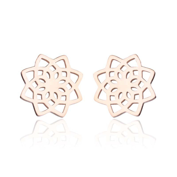 Snow Lotus Flower Hollow Stud Earrings - Fresh and Simple Floral Jewelry