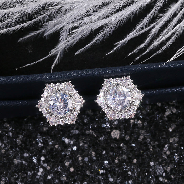 Luxury crystal white zircon earrings