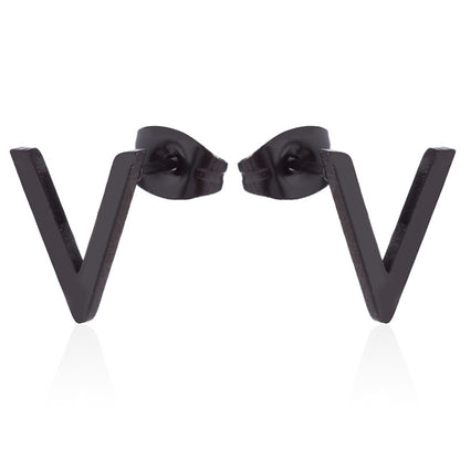 Letter V Geometric Stainless Steel Stud Earrings - Simple and Stylish Jewelry