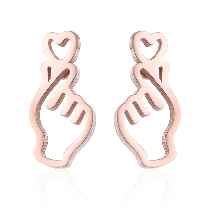 Pendientes de acero inoxidable con forma de corazón: joyas con símbolos de amor elegantes y minimalistas