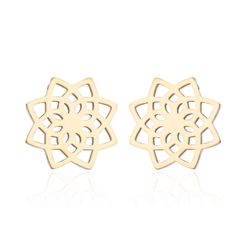 Snow Lotus Flower Hollow Stud Earrings - Fresh and Simple Floral Jewelry