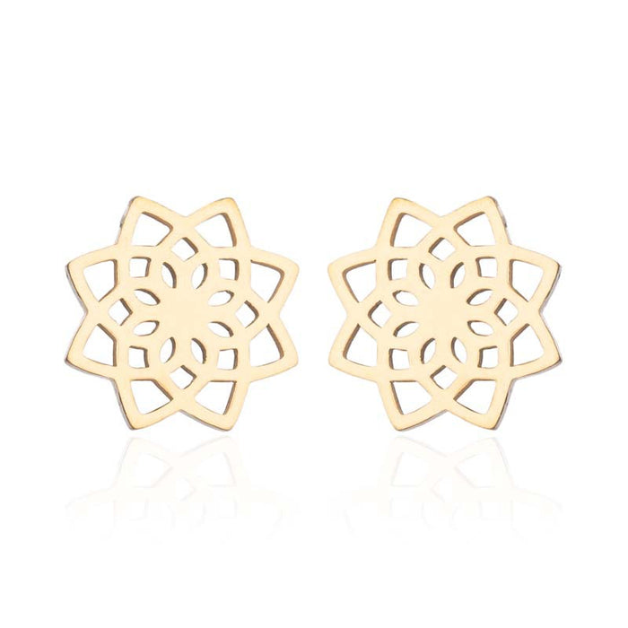 Snow Lotus Flower Hollow Stud Earrings - Fresh and Simple Floral Jewelry