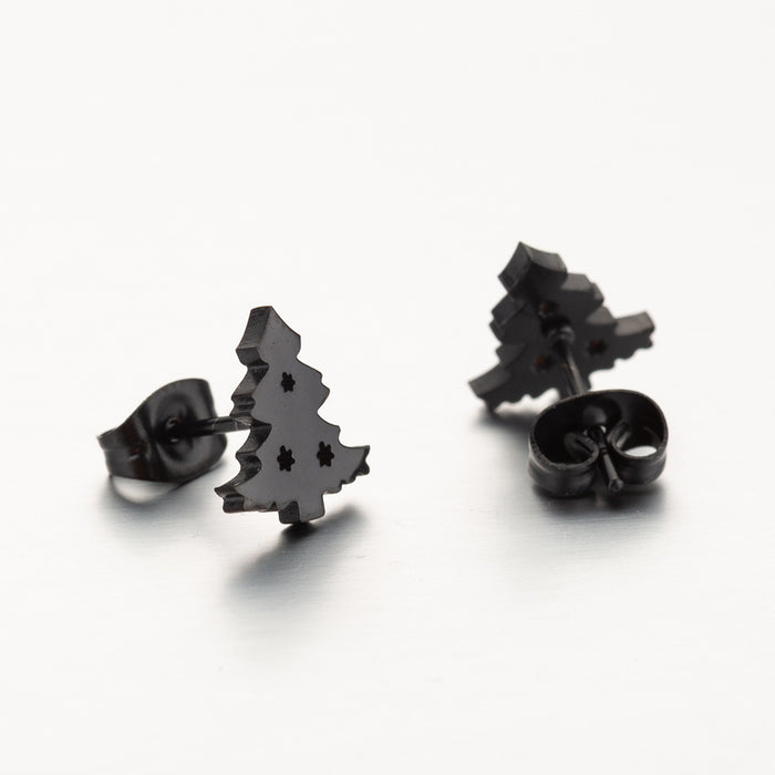 Christmas Tree Stainless Steel Stud Earrings - Simple and Stylish Holiday Jewelry