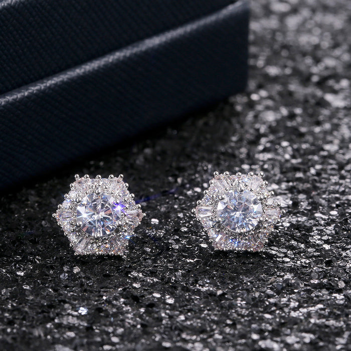 Luxury crystal white zircon earrings