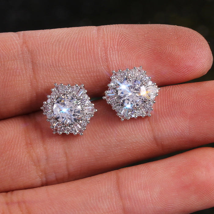 Luxury crystal white zircon earrings