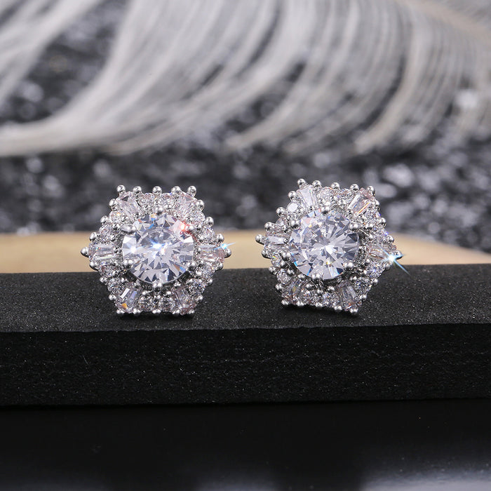 Luxury crystal white zircon earrings