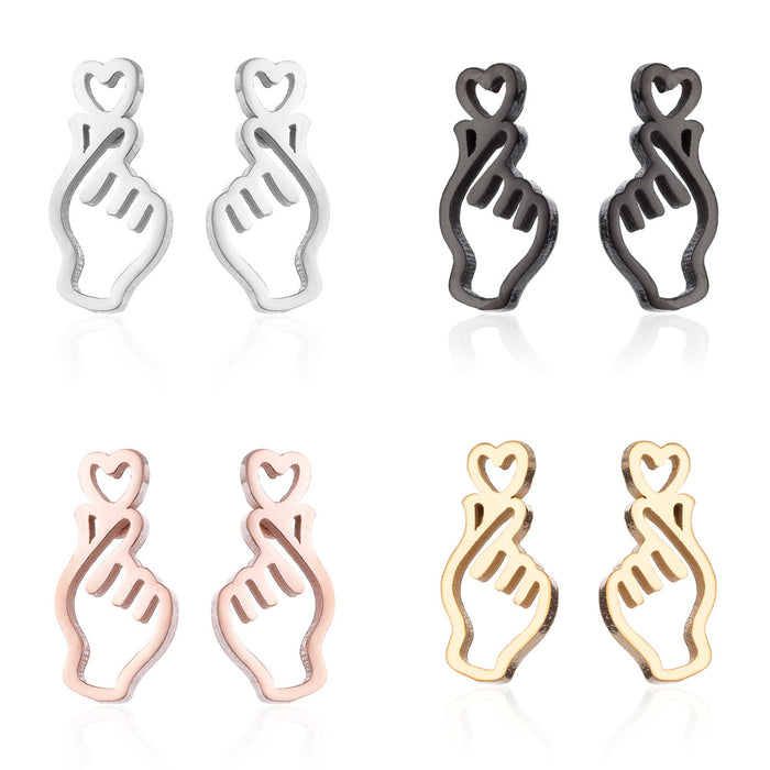 Pendientes de acero inoxidable con forma de corazón: joyas con símbolos de amor elegantes y minimalistas