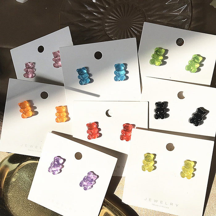 Gummy bear earrings colorful and cute childlike earrings