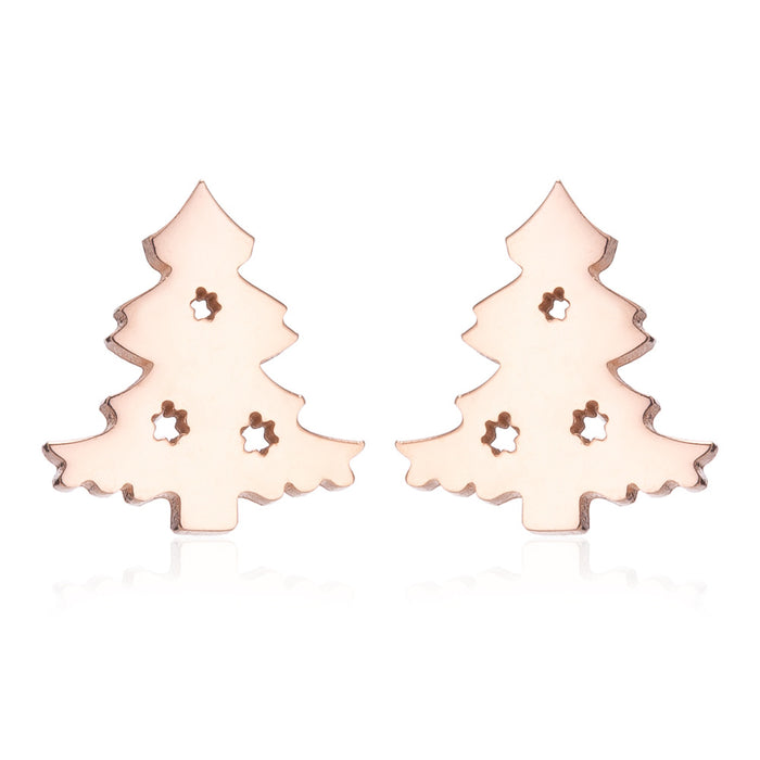 Christmas Tree Stainless Steel Stud Earrings - Simple and Stylish Holiday Jewelry