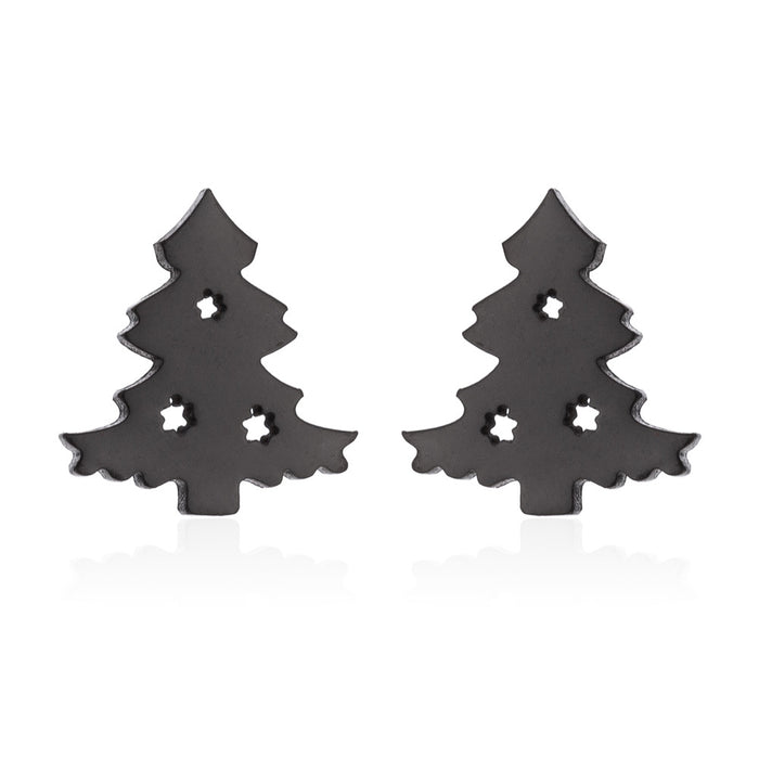 Christmas Tree Stainless Steel Stud Earrings - Simple and Stylish Holiday Jewelry