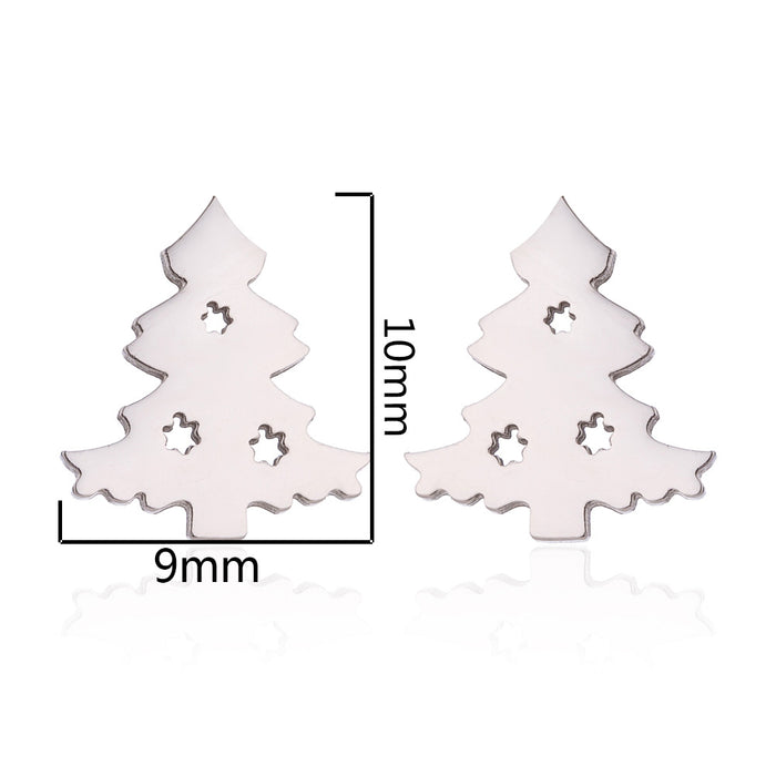 Christmas Tree Stainless Steel Stud Earrings - Simple and Stylish Holiday Jewelry