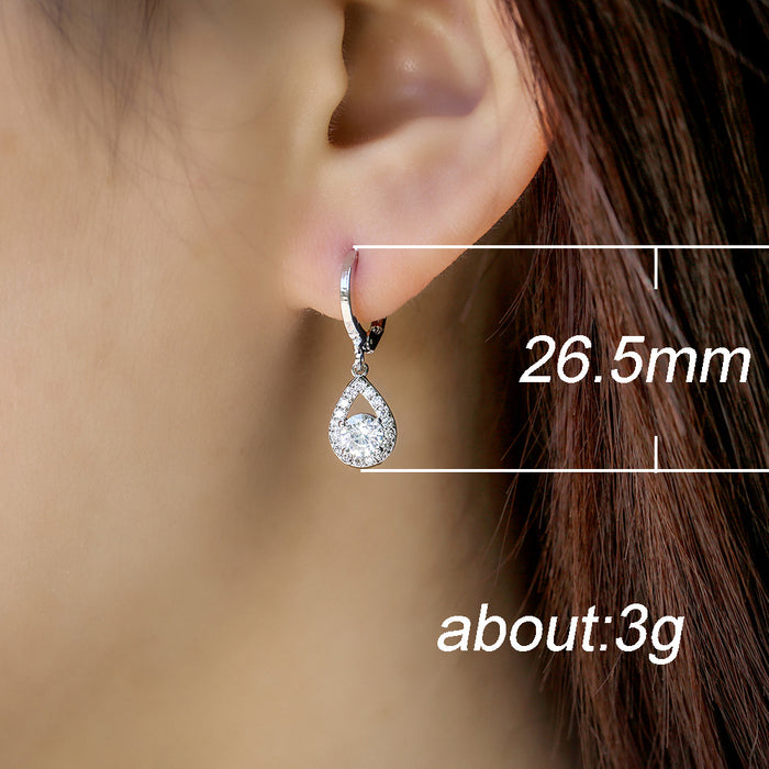 Simple angel tears micro-inlaid full diamond water drop ear buckles