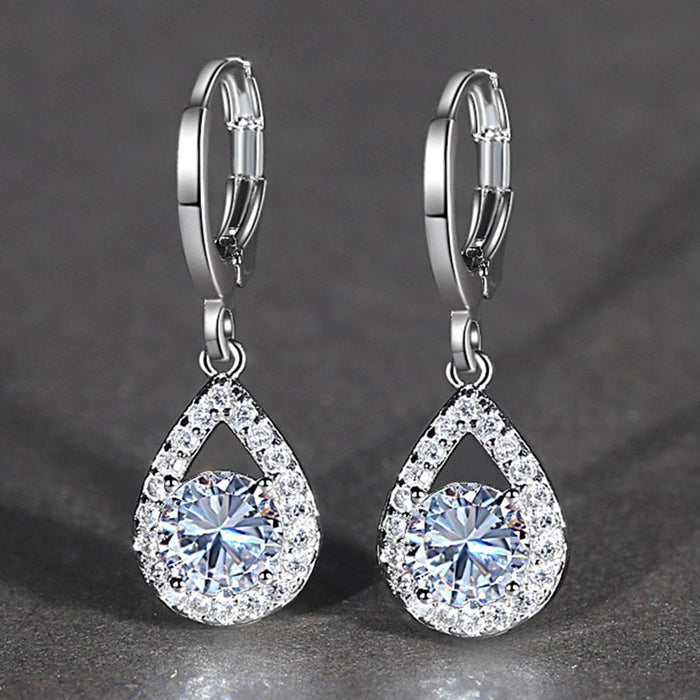 Simple angel tears micro-inlaid full diamond water drop ear buckles