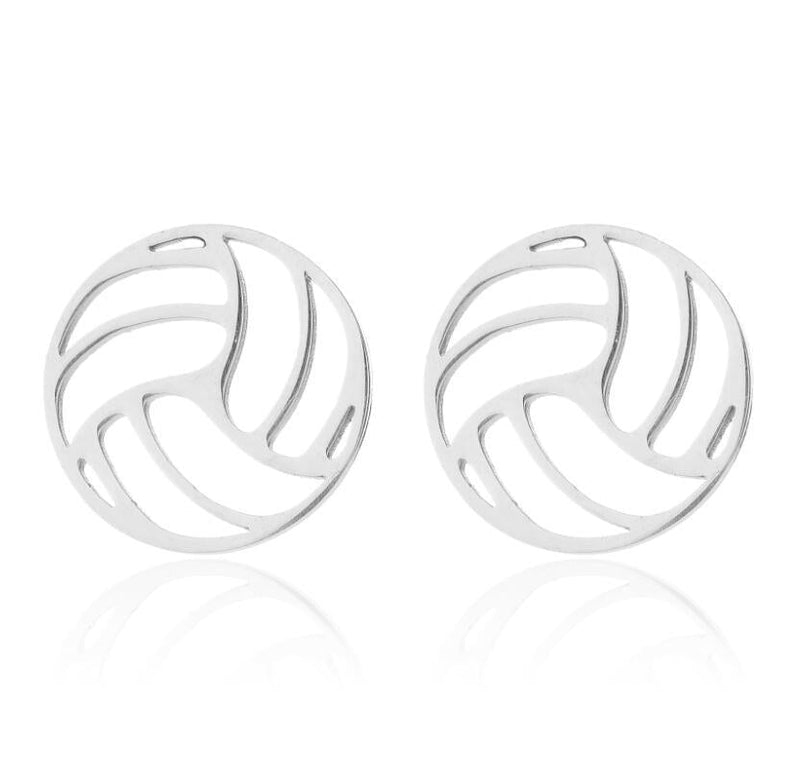 Stainless Steel Volleyball Necklace Earrings Set - wallojewerly 