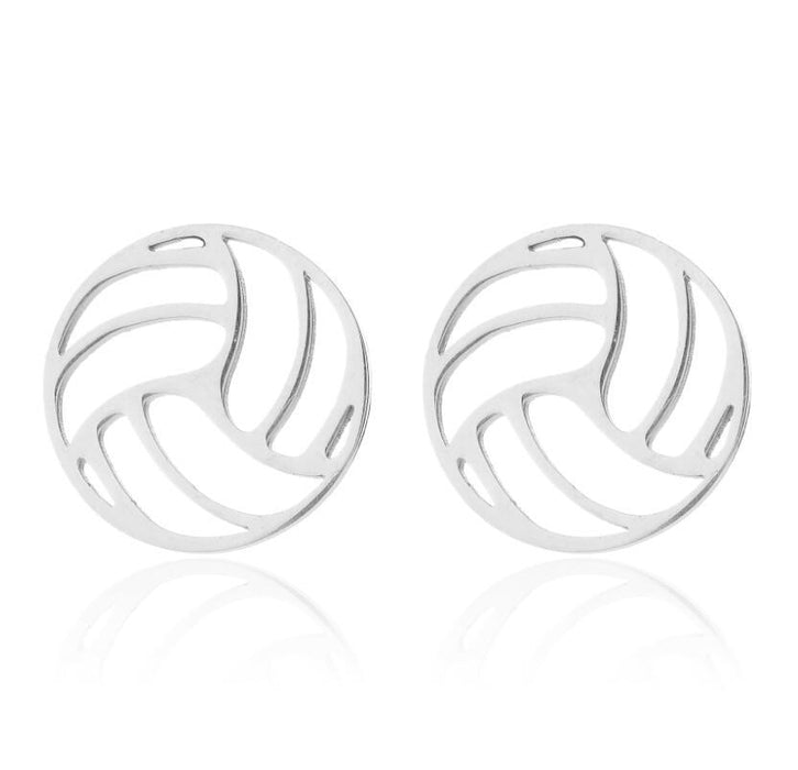 Conjunto de collar y pendientes de acero inoxidable unisex con diseño de voleibol: joyas deportivas para estilos de vida activos