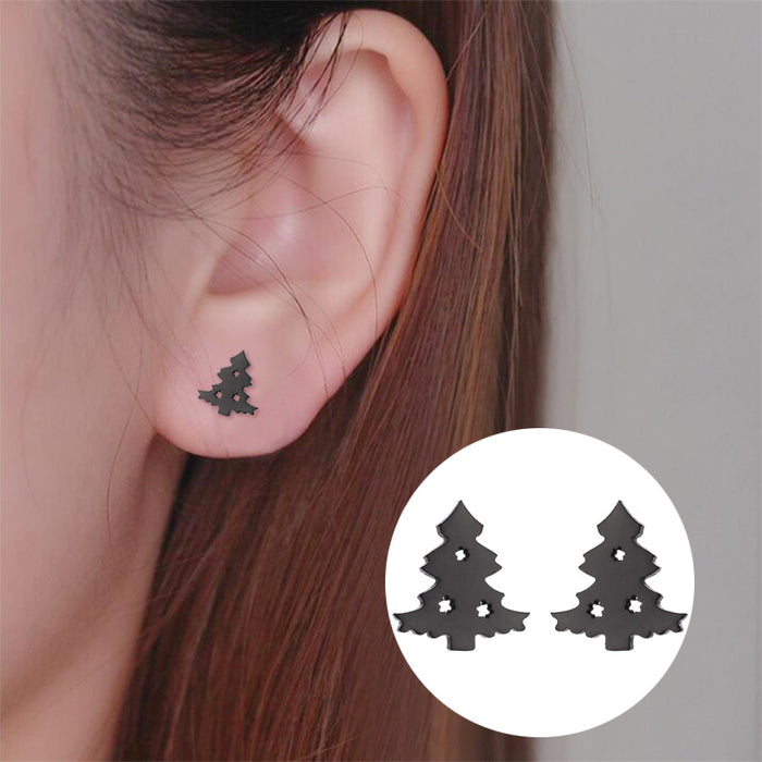 Christmas Tree Stainless Steel Stud Earrings - Simple and Stylish Holiday Jewelry