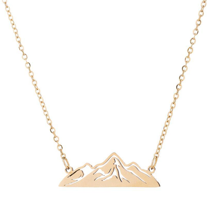 Collar con colgante de montaña de nieve hueca, cadena de clavícula de montaña fresca y pequeña con personalidad, venta al por mayor de verano