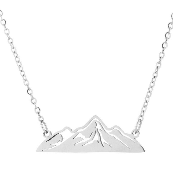 Collar con colgante de montaña de nieve hueca, cadena de clavícula de montaña fresca y pequeña con personalidad, venta al por mayor de verano