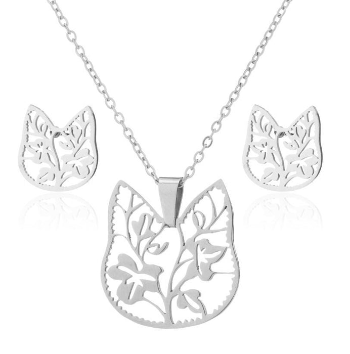 Cat and Dog Pendant Necklace Set - Cute and Stylish Animal Jewelry